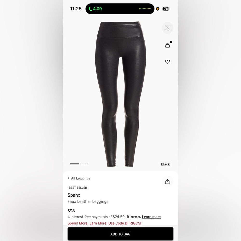 SPANX Sleek Black Faux Leather Leggings - Picture 7 of 7